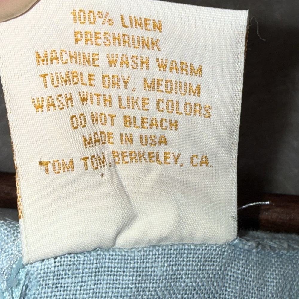 Tom Tom Maxi Dress 100% Linen Womens Large Light‎ Blue Made In USA Beachy Boho - Picture 7 of 9